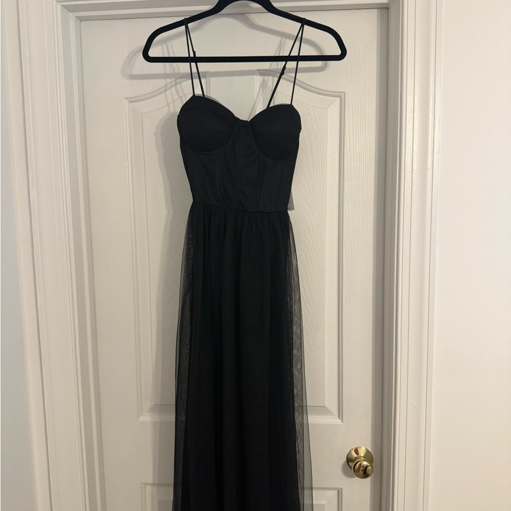 Elegant Black Spaghetti Strap Dress